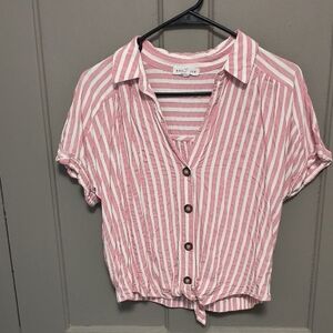 Madewell Pink and White Striped Button-Down Shirt